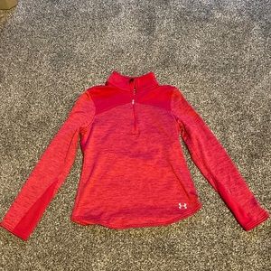 Women’s ColdGear UA Authentics 1/4 Zip Red